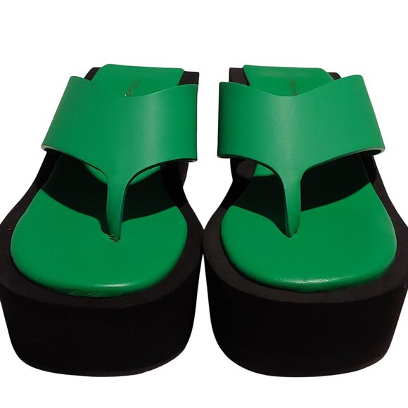 FRAME Le Ocean Wedge Flip Flops Kelly Green Chunky Color-Pop Bold Trendy Sleek - Picture 8 of 10